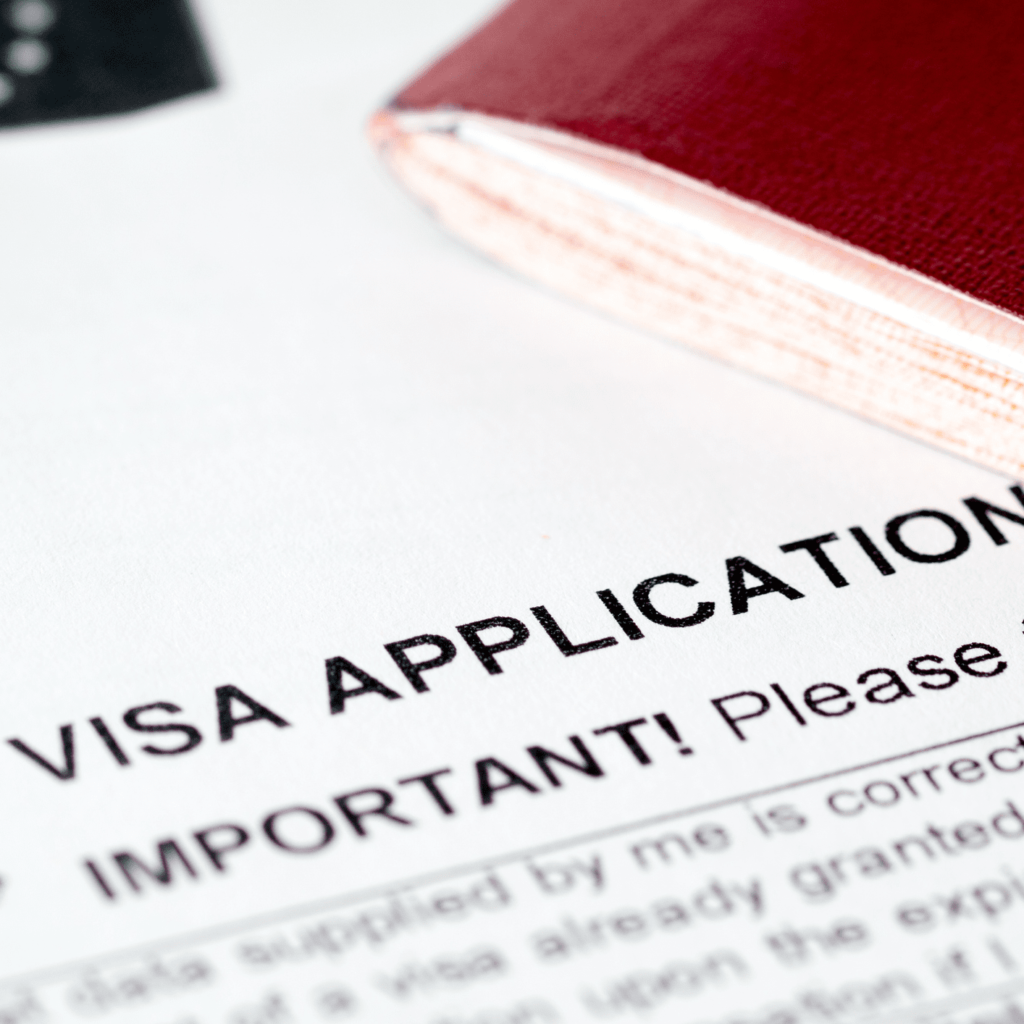 an application file for a visa application, in english.